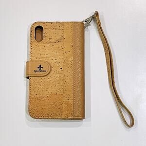 NEW Queork iPhone XS Max Wallet Cell Phone Case Cork Folio Wristlet Strap Vegan